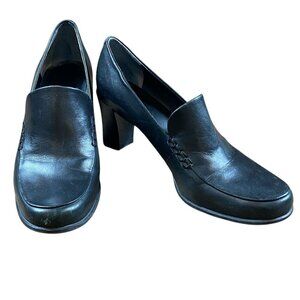 FRANCO SARTO Nolan Pump Loafers 7.5M Black Leather #329D